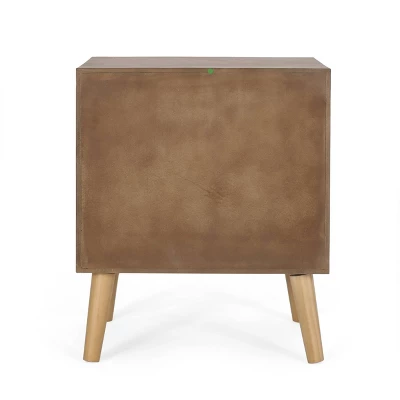 Hulett Contemporary End Table With Storage Walnut/Natural/Antique Gold - Christopher Knight Home 6 Hulett Contemporary End Table With Storage Walnut/Natural/Antique Gold - Christopher Knight Home - Image 6