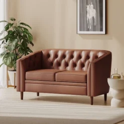 Christopher Knight Home Cantrell Faux Leather Tufted Loveseat