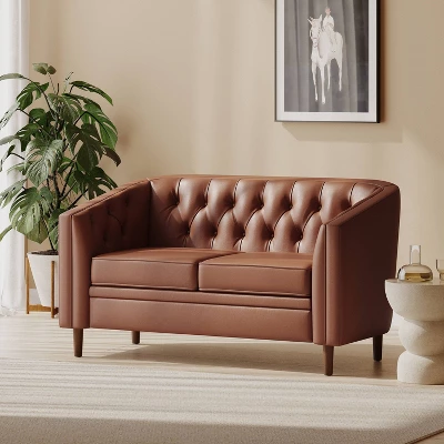 Christopher Knight Home Cantrell Faux Leather Tufted Loveseat 1 Christopher Knight Home Cantrell Faux Leather Tufted Loveseat