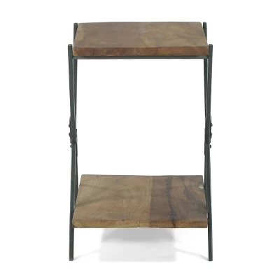 Oxbow Modern Industrial Handcrafted Wood Side Table Light Walnut/Gray - Christopher Knight Home 2 Oxbow Modern Industrial Handcrafted Wood Side Table Light Walnut/Gray - Christopher Knight Home - Image 2