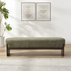 Christopher Knight Home Arabella 64" Modern Rubberwood Upholstered Loop Yarn Ottoman -Living Furniture GUEST 85cf1ac3 7572 42bc 912c 12bdc28dcd70