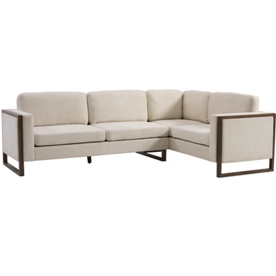 Christopher Knight Home Iansan 104'' 5-Seater Modern Rubberwood Upholstered L-Shaped Sectional Sofa 4 Christopher Knight Home Iansan 104'' 5-Seater Modern Rubberwood Upholstered L-Shaped Sectional Sofa - Image 4