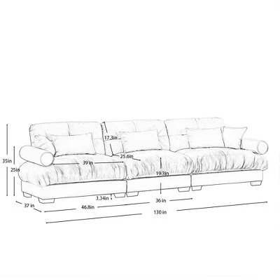 Christopher Knight Home Crane 130" Modern 3 Seater Velvet Sofa With Bolstered Armrests 2 Christopher Knight Home Crane 130" Modern 3 Seater Velvet Sofa With Bolstered Armrests - Image 2