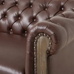 Castalia Chesterfield Tufted 3 Seater Sofa With Nailhead Trim Dark Brown/Natural - Christopher Knight Home 17 Castalia Chesterfield Tufted 3 Seater Sofa With Nailhead Trim Dark Brown/Natural - Christopher Knight Home -Living Furniture GUEST 86d08740 f469 4a4e 95ee c19e45d3ae35
