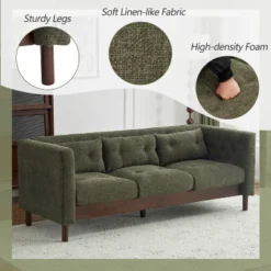 78"W Sofa Couch, Modern Upholstered 3-seater Sofa Chair With Tufted Design For Living Room -Christopher Knight Home -Living Furniture GUEST 880798c2 c26c 4ea8 a58b f5eece623d4b