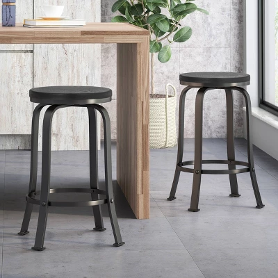 Set Of 2 Skyla Modern Industrial Swivel Counter Height Barstool - Christopher Knight Home 1 Set Of 2 Skyla Modern Industrial Swivel Counter Height Barstool - Christopher Knight Home