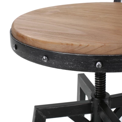 Set Of 2 Jutte Modern Industrial Firwood Adjustable Height Swivel Barstools Antique/Black Brushed Silver - Christopher Knight Home 5 Set Of 2 Jutte Modern Industrial Firwood Adjustable Height Swivel Barstools Antique/Black Brushed Silver - Christopher Knight Home - Image 5