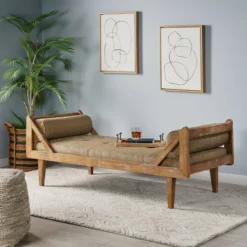 Zentner Rustic Tufted Double End Chaise Lounge With Bolster Pillows - Christopher Knight Home