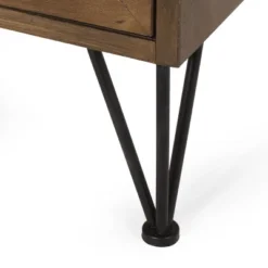 Pilster Contemporary End Table With Storage Walnut/Natural/Black - Christopher Knight Home -Living Furniture GUEST 8a889c04 7389 4561 b658 8e9e9f7f02e7