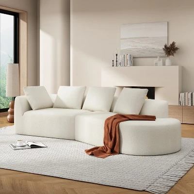 Christopher Knight Home 116" Modern Curved Sectional Sofa With High-Density Sponge And 4 Pillows 1 Christopher Knight Home 116" Modern Curved Sectional Sofa With High-Density Sponge And 4 Pillows
