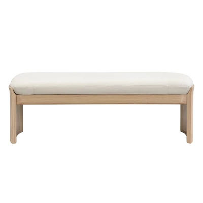 Christopher Knight Home Bellomy Modern 51.5 Inch Rubberwood Upholstered Ottoman 3 Christopher Knight Home Bellomy Modern 51.5 Inch Rubberwood Upholstered Ottoman - Image 3
