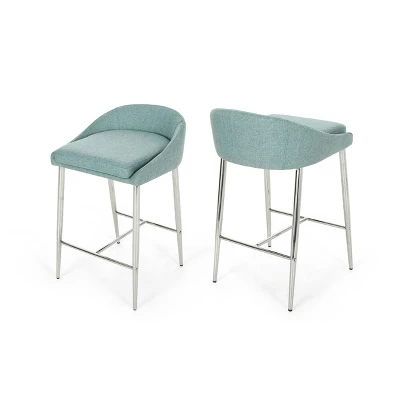 Set Of 2 Bandini Modern Upholstered Counter Height Barstools - Christopher Knight Home 7 Set Of 2 Bandini Modern Upholstered Counter Height Barstools - Christopher Knight Home - Image 7