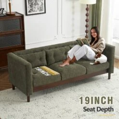 78"W Sofa Couch, Modern Upholstered 3-seater Sofa Chair With Tufted Design For Living Room -Christopher Knight Home -Living Furniture GUEST 8e7420e7 aadb 4c06 be92 a88402ff3d40
