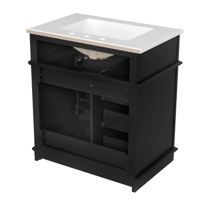Christopher Knight Home Alonzo Modern 30" Bathroom Vanity With Ceramic Sink, One Shelf And Four Drawers 6 Christopher Knight Home Alonzo Modern 30" Bathroom Vanity With Ceramic Sink, One Shelf And Four Drawers - Image 6