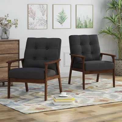 Set Of 2 Duluth Mid-Century Armchairs Black - Christopher Knight Home 1 Set Of 2 Duluth Mid-Century Armchairs Black - Christopher Knight Home