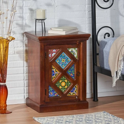 Pocatello Handcrafted Boho Mango Wood Nightstand Walnut - Christopher Knight Home 1 Pocatello Handcrafted Boho Mango Wood Nightstand Walnut - Christopher Knight Home