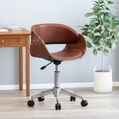 Brinson Mid-Century Modern Upholstered Swivel Office Chair - Christopher Knight Home 1 Brinson Mid-Century Modern Upholstered Swivel Office Chair - Christopher Knight Home