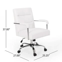 Gehring Modern Channel Stitched Swivel Office Lift Chair White/Chrome - Christopher Knight Home 11 Gehring Modern Channel Stitched Swivel Office Lift Chair White/Chrome - Christopher Knight Home -Living Furniture GUEST 9210076e 3b59 4809 bbb2 7dfd2946a37f