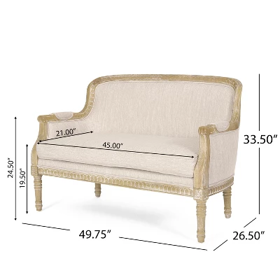 Christopher Knight Home Trask French Country 49.75"W Fabric Upholstered Loveseat 2 Christopher Knight Home Trask French Country 49.75"W Fabric Upholstered Loveseat - Image 2