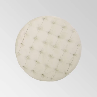 Orla Modern Glam Round Ottoman - Christopher Knight Home 3 Orla Modern Glam Round Ottoman - Christopher Knight Home - Image 3