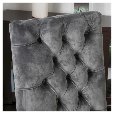 Set Of 2 Saltillo New Velvet Dining Chair Charcoal - Christopher Knight Home 3 Set Of 2 Saltillo New Velvet Dining Chair Charcoal - Christopher Knight Home - Image 3