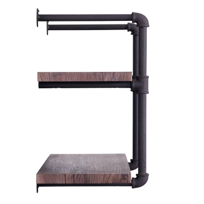 Tarian Industrial Wall-Mounted Shelf Dark Brown - Christopher Knight Home 4 Tarian Industrial Wall-Mounted Shelf Dark Brown - Christopher Knight Home - Image 4
