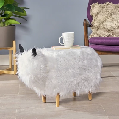 Levi Furry Yak Ottoman - Christopher Knight Home 1 Levi Furry Yak Ottoman - Christopher Knight Home