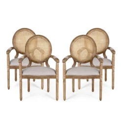 Set Of 4 Judith French Country Wood And Cane Upholstered Dining Chairs - Christopher Knight Home -Living Furniture GUEST 96a70970 be9a 4018 b1d1 e1bbf1b20111