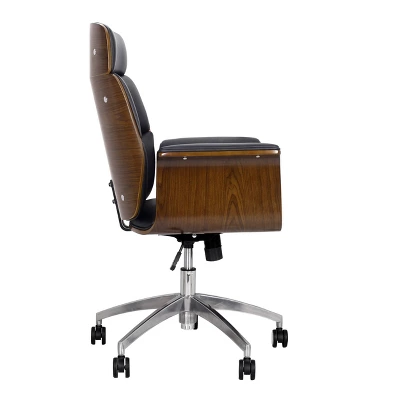 Cannonade Mid-Century Modern Swivel Office Chair Black/Walnut - Christopher Knight Home 4 Cannonade Mid-Century Modern Swivel Office Chair Black/Walnut - Christopher Knight Home - Image 4