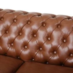 Silverdale Traditional Chesterfield Loveseat Cognac Brown/Dark Brown - Christopher Knight Home -Living Furniture GUEST 9742b393 85d0 4ca6 be1a f023079f2384