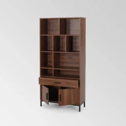 67.25" Gallatin Contemporary Cube Unit Bookcase Walnut - Christopher Knight Home -Living Furniture GUEST 97f2ee7f d8e4 4d90 b758 85e85d63add7