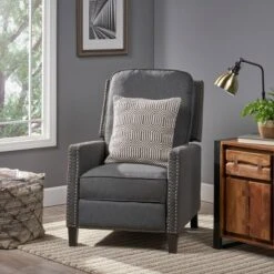 Cecelia Traditional Press-Back Recliner Dark Gray - Christopher Knight Home -Living Furniture GUEST 97f773f6 dd99 45af b179 7def89916030