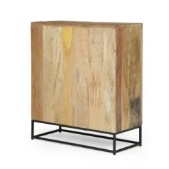 Orem Handcrafted Boho Wooden 2 Door Cabinet Natural/Black - Christopher Knight Home: Artisan Storage, Iron Frame -Living Furniture GUEST 99d52777 96db 4f62 a90b 8c462e20ac2c