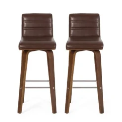 2pc Hargis Mid Century Modern Channel Stitch Bentwood Swivel Counter Height Barstools - Christopher Knight Home -Living Furniture GUEST 9a61a2f7 1bb6 4656 847c 9adf7fc3ef58