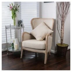 Crenshaw Fabric Wing Chair Beige - Christopher Knight Home
