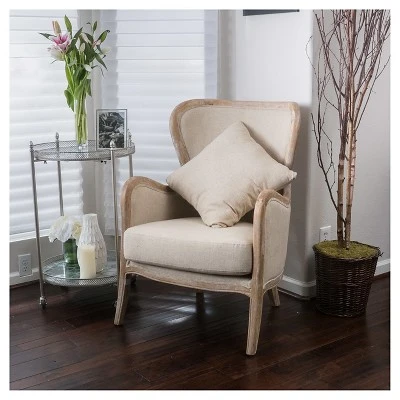 Crenshaw Fabric Wing Chair Beige - Christopher Knight Home 1 Crenshaw Fabric Wing Chair Beige - Christopher Knight Home