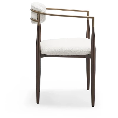 Christopher Knight Home Grov Upholstered Boucle Iron Dining Chair (Set Of 2), Beige And Gold 4 Christopher Knight Home Grov Upholstered Boucle Iron Dining Chair (Set Of 2), Beige And Gold - Image 4