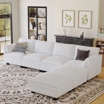 Christopher Knight Home 141.5'' Fabric U-Shaped Sectional Sofa With Ottoman And Pockets 1 Christopher Knight Home 141.5'' Fabric U-Shaped Sectional Sofa With Ottoman And Pockets