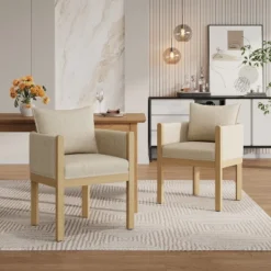 Christopher Knight Home Diana Modern Rubberwood Linen Upholstered Armchairs (Set Of 2) 18 Christopher Knight Home Diana Modern Rubberwood Linen Upholstered Armchairs (Set Of 2) -Living Furniture GUEST 9c315728 bd05 4cd5 bb48 4055341348fd