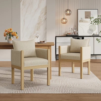 Christopher Knight Home Diana Modern Rubberwood Linen Upholstered Armchairs (Set Of 2) 9 Christopher Knight Home Diana Modern Rubberwood Linen Upholstered Armchairs (Set Of 2) - Image 9