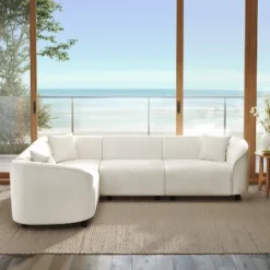 Christopher Knight Home Isolde Contemporary 104" 4-Seater L-Shaped Boucle Upholstery Curved Sectional Sofa