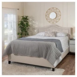 Queen Dante Upholstered Traditional Bed Frame - Christopher Knight Home -Living Furniture GUEST 9f1d0efa 9f04 4a97 a467 4b5eba326531