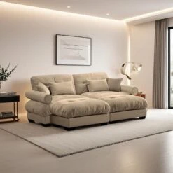 Christopher Knight Home Alger 93.7" Velvet Round Armrests Sofa With Ottoman -Living Furniture GUEST a0e18f22 91c0 4b36 a374 b52f6d617e1a