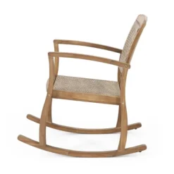 Welby Outdoor Acacia Wood/Wicker Rocking Chair Light Brown - Christopher Knight Home -Living Furniture GUEST a1a3e859 94b5 447f b19e 1a48975bca66