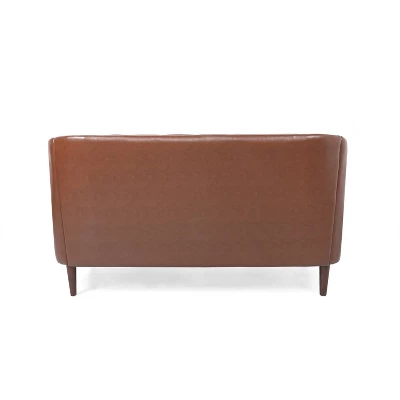 Christopher Knight Home Cantrell Faux Leather Tufted Loveseat 4 Christopher Knight Home Cantrell Faux Leather Tufted Loveseat - Image 4