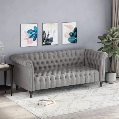 Barneyville Traditional Chesterfield Sofa Gray - Christopher Knight Home 1 Barneyville Traditional Chesterfield Sofa Gray - Christopher Knight Home