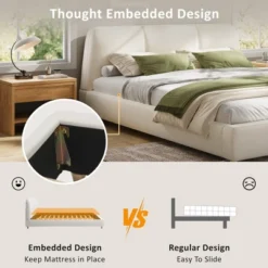 Christopher Knight Home Cletes Modern Wood And Metal Platform Bed With Upholstered Headboard -Living Furniture GUEST a51269ee ddcc 469f ae1c 4c55edc48763