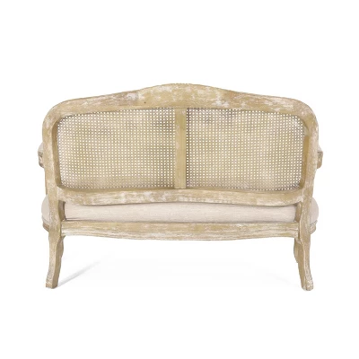 Saley French Country Wood And Cane Loveseat - Christopher Knight Home 5 Saley French Country Wood And Cane Loveseat - Christopher Knight Home - Image 5