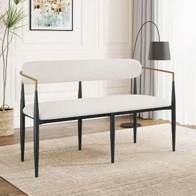 Christopher Knight Home Ingrid Modern Iron Frame Upholstered 55" Loveseat With Open Curved Back 8 Christopher Knight Home Ingrid Modern Iron Frame Upholstered 55" Loveseat With Open Curved Back - Image 8