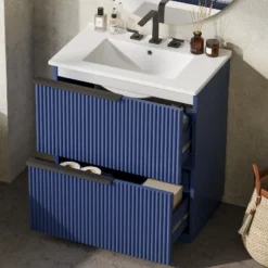 Christopher Knight Home Coralie Modern 30" Bathroom Vanity With Ceramic Sink And Full-Extension Drawers
